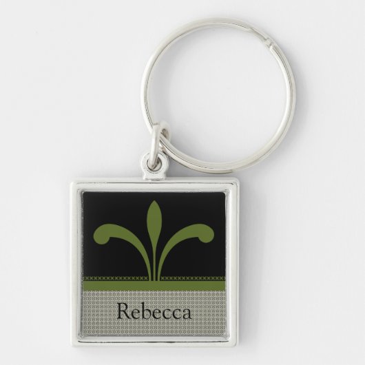 Floral Chic Sleutelhanger, Olive Green Sleutelhanger (Voorkant)