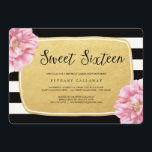 Floral Chic Sweet 16 Verjaardag Uitnodigen / Faux  Kaart<br><div class="desc">Stijlvol,  modern,  eenvoudig - perfect! Bevat geen echte gouden folie. Goud design heeft ook een "getextureerde" look. Maak haar zoete zestien extra speciaal!</div>