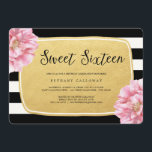 Floral Chic Sweet 16 Verjaardag Uitnodigen / Faux  Kaart<br><div class="desc">Stijlvol,  modern,  eenvoudig - perfect! Bevat geen echte gouden folie. Goud design heeft ook een "getextureerde" look. Maak haar zoete zestien extra speciaal!</div>