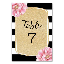 Floral Chic Tafelnummer Kaart / Champagne