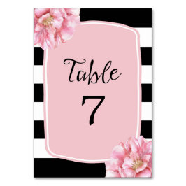 Floral Chic Tafelnummer Kaart / Roze