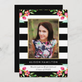 Floral Chic | Uitnodiging tot Afstuderen (Voorkant / Achterkant)