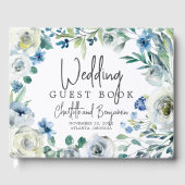 Floral Chic Wedding Blue Ivory Spring Waterverf Gastenboek (Voorkant)