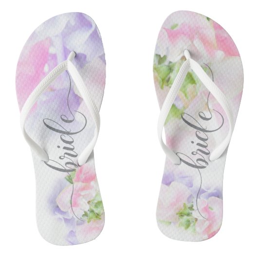 FLORAL CHIC WEDDING SWEET PEAS Bride Teenslippers (Voetbed)