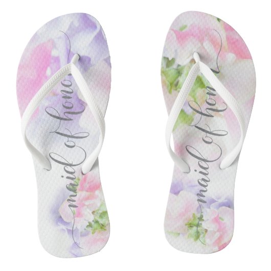 FLORAL CHIC WEDDING SWEET PEAS Maid of Honor Teenslippers (Voetbed)