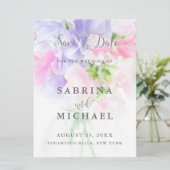 FLORAL CHIC WEDDING SWEET PEAS SAVE THE DATE (Staand voorkant)