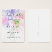 FLORAL CHIC WEDDING SWEET PEAS VISITEKAARTJE (Voorkant /achterkant)