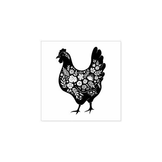 Floral Chicken Rubberstempel (Afrduk)