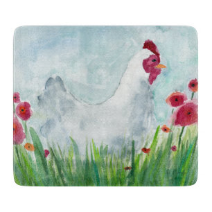 Floral Chicken Snijplank