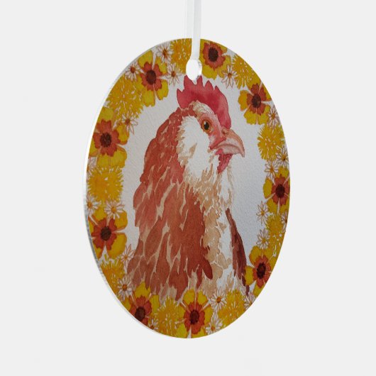 Floral Chicken Wreath Ornament (Voorkant Rechts)