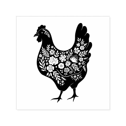 Floral Chicken Zelfinktende Stempel (Design)