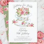Floral China Tea Cup Birthday Tea Party Invitation Kaart