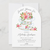 Floral China Tea Cup Bridal Shower Kaart (Voorkant)