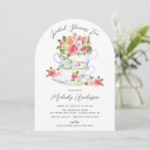 Floral China Tea Cup Bridal Shower Kaart (Staand voorkant)