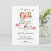 Floral China Tea Cup Bridal Shower Kaart (Staand voorkant)