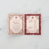 Floral Chinees Engels gevouwen bruiloft uitnodigin Aankondiging (Binnen)