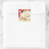 Floral Chinese gold Paper-cut Horse 2026 SqS Vierkante Sticker (Tas)