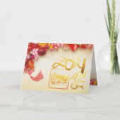 Floral-Chinese goudpapier Ox 2021 begroeting C Kaart (Voorkant)