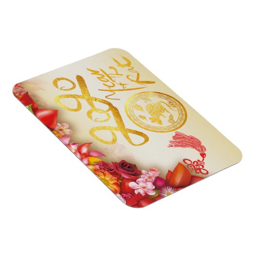 Floral-Chinese goudpapier Rat 2020 F Magnet Magneet (Rechterzijde)
