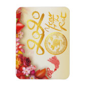 Floral-Chinese goudpapier Rat 2020 F Magnet Magneet (Verticaal)