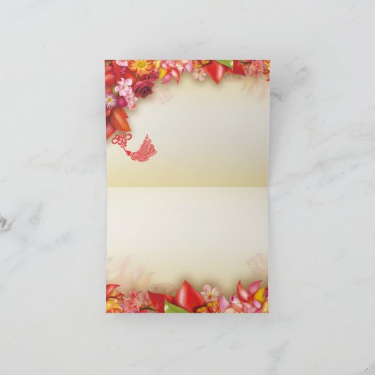 Floral-Chinese goudpapier Rat Jaar SGC Feestdagen Kaart (Binnen)