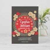 Floral Chinese Wedding Kaart (Staand voorkant)