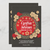 Floral Chinese Wedding Kaart (Voorkant / Achterkant)