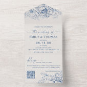 Floral Chinoiserie All in One Wedding Uitnodiging (Binnen)