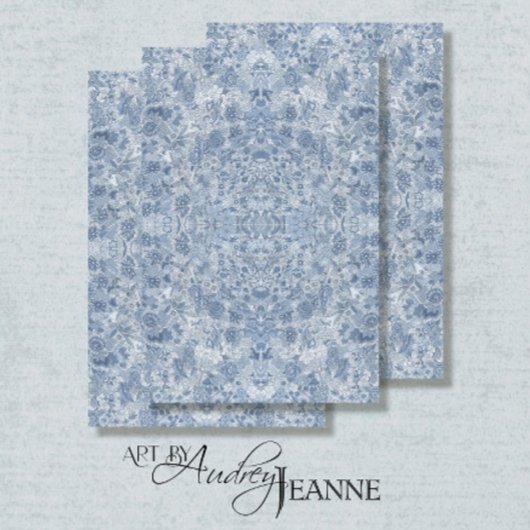 Floral Chinoiserie Aziatisch Blauw en Wit Decoupag Tissuepapier