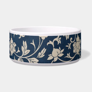 Floral Chinoiserie  Blauw Keramische Pet Bowl Voerbakje