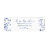 Floral Chinoiserie Blauw Voorgeadresseerd Retour Etiket (Voorkant)