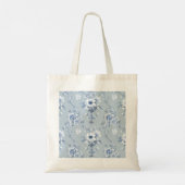 Floral Chinoiserie Blue Toile met aangepaste tekst Tote Bag (Achterkant)
