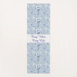 Floral Chinoiserie Blue Toile with custom text Yogamat