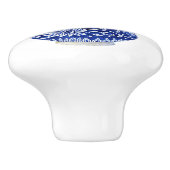 Floral Chinoiserie Blue White Foliage Ginger Jar Keramische Knop (Zijkant)