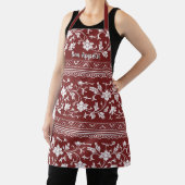 Floral  Chinoiserie Bon Appetit Red Apron Schort (Insitu)