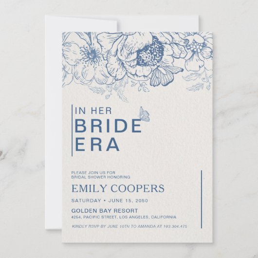 Floral Chinoiserie Bruids Douche Uitnodiging (Voorkant)