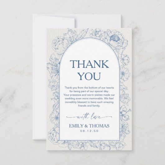 Floral Chinoiserie bruiloft bedankkaart (Voorkant)