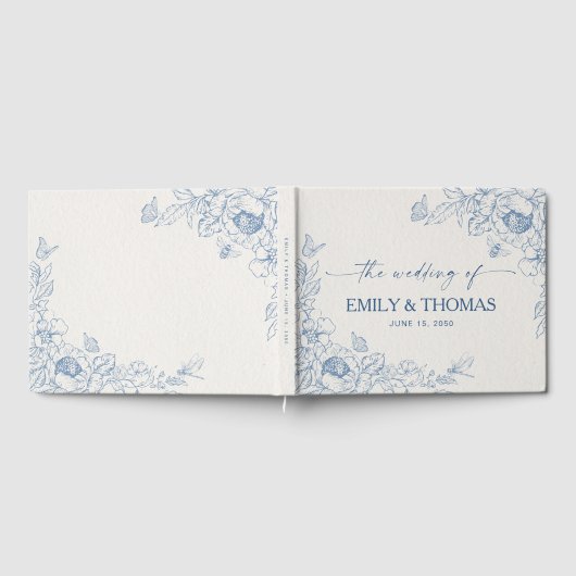 Floral Chinoiserie bruiloft gastenboek (Volledig)