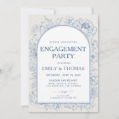 Floral Chinoiserie Engagement Party Invitation Kaart (Voorkant)