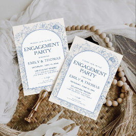 Floral Chinoiserie Engagement Party Invitation Kaart