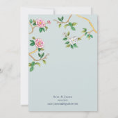 Floral Chinoiserie Gray Blue Wedding Invitation Kaart (Achterkant)