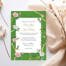 Floral Chinoiserie Green & Gold Lijst Wedding