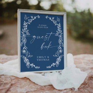 Floral Chinoiserie Guest Book voetstuk teken Reclamebord Met Voetstuk