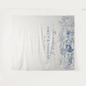 Floral Chinoiserie Huwelijksachtergronden Wandkleed (Voorkant (horizontaal))