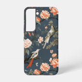 Floral Chinoiserie op Denim Blue Samsung Galaxy Hoesje (Achterkant)