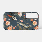 Floral Chinoiserie op Denim Blue Samsung Galaxy Hoesje (Achterkant horizontaal)
