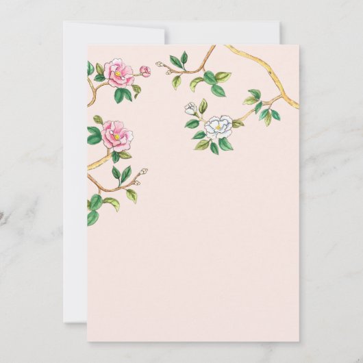Floral Chinoiserie Pink Bridal Shower Kaart (Achterkant)