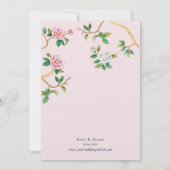 Floral Chinoiserie Pink & White Wedding Kaart (Achterkant)