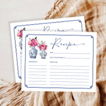 Floral Chinoiserie Porselein Bruids Recept Kaart