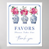 Floral Chinoiserie Porselein Vrijgezellenfeest Fav Poster (Voorkant)